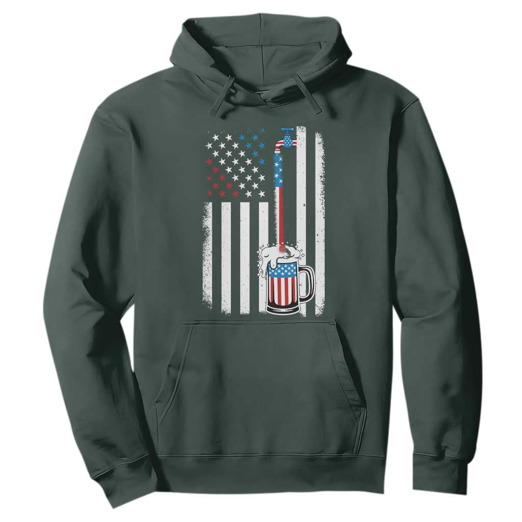 Funny Pouring Beer American Flag 4th Of July Craft Brewery Hoodie TS11 Dark Forest Green Print Your Wear