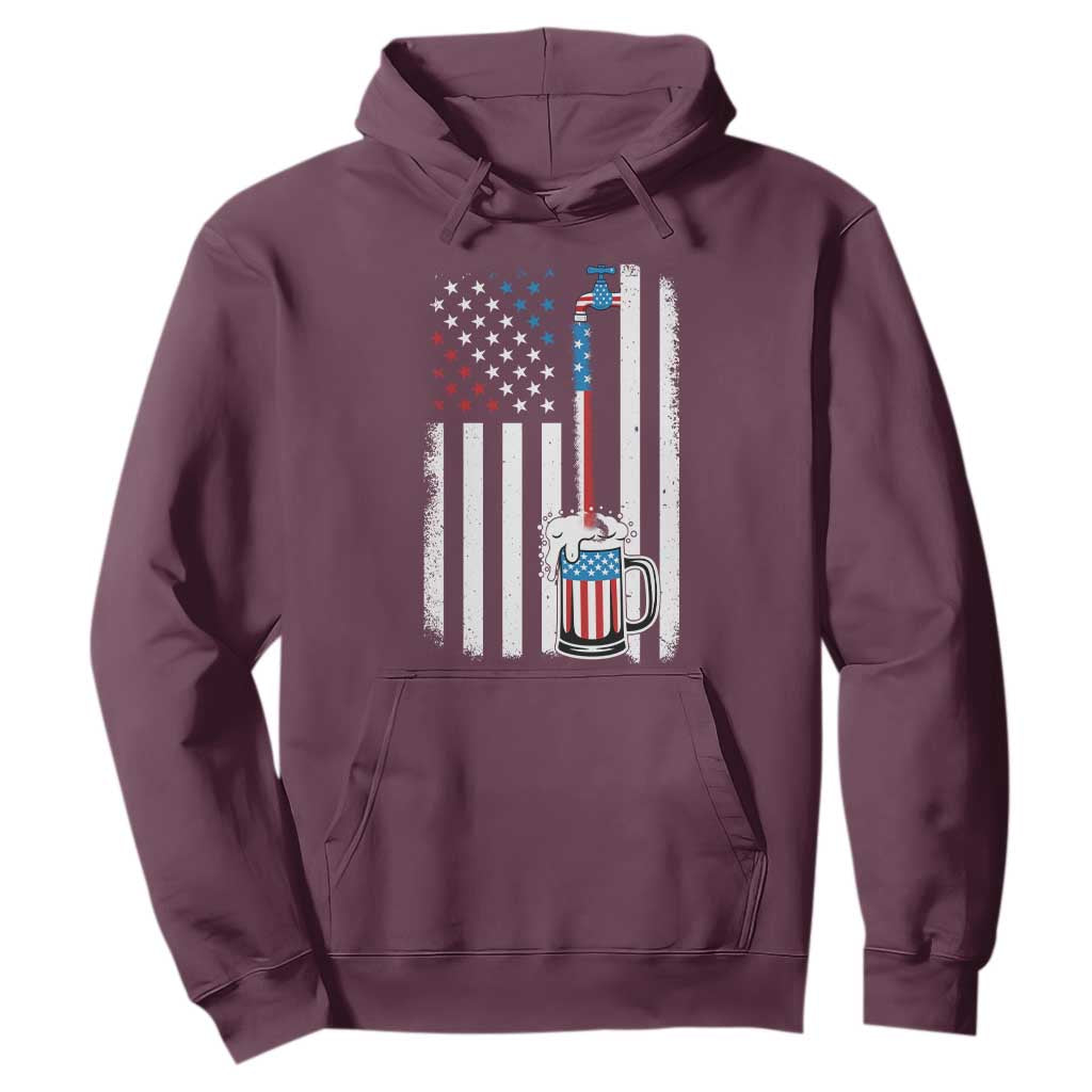 Funny Pouring Beer American Flag 4th Of July Craft Brewery Hoodie TS11 Maroon Print Your Wear