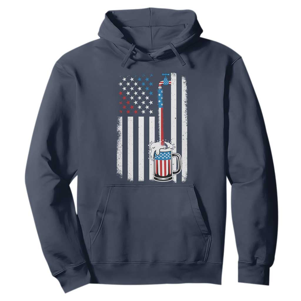 Funny Pouring Beer American Flag 4th Of July Craft Brewery Hoodie TS11 Navy Print Your Wear