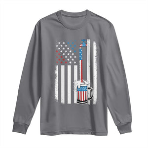 Funny Pouring Beer American Flag 4th Of July Craft Brewery Long Sleeve Shirt TS11 Charcoal Print Your Wear
