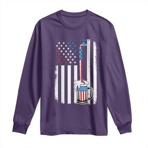 Funny Pouring Beer American Flag 4th Of July Craft Brewery Long Sleeve Shirt TS11 Purple Print Your Wear
