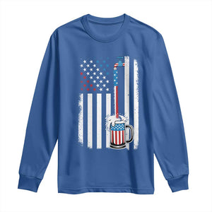Funny Pouring Beer American Flag 4th Of July Craft Brewery Long Sleeve Shirt TS11 Royal Blue Print Your Wear