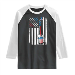 Funny Pouring Beer American Flag 4th Of July Craft Brewery Raglan Shirt TS11 Black White Print Your Wear
