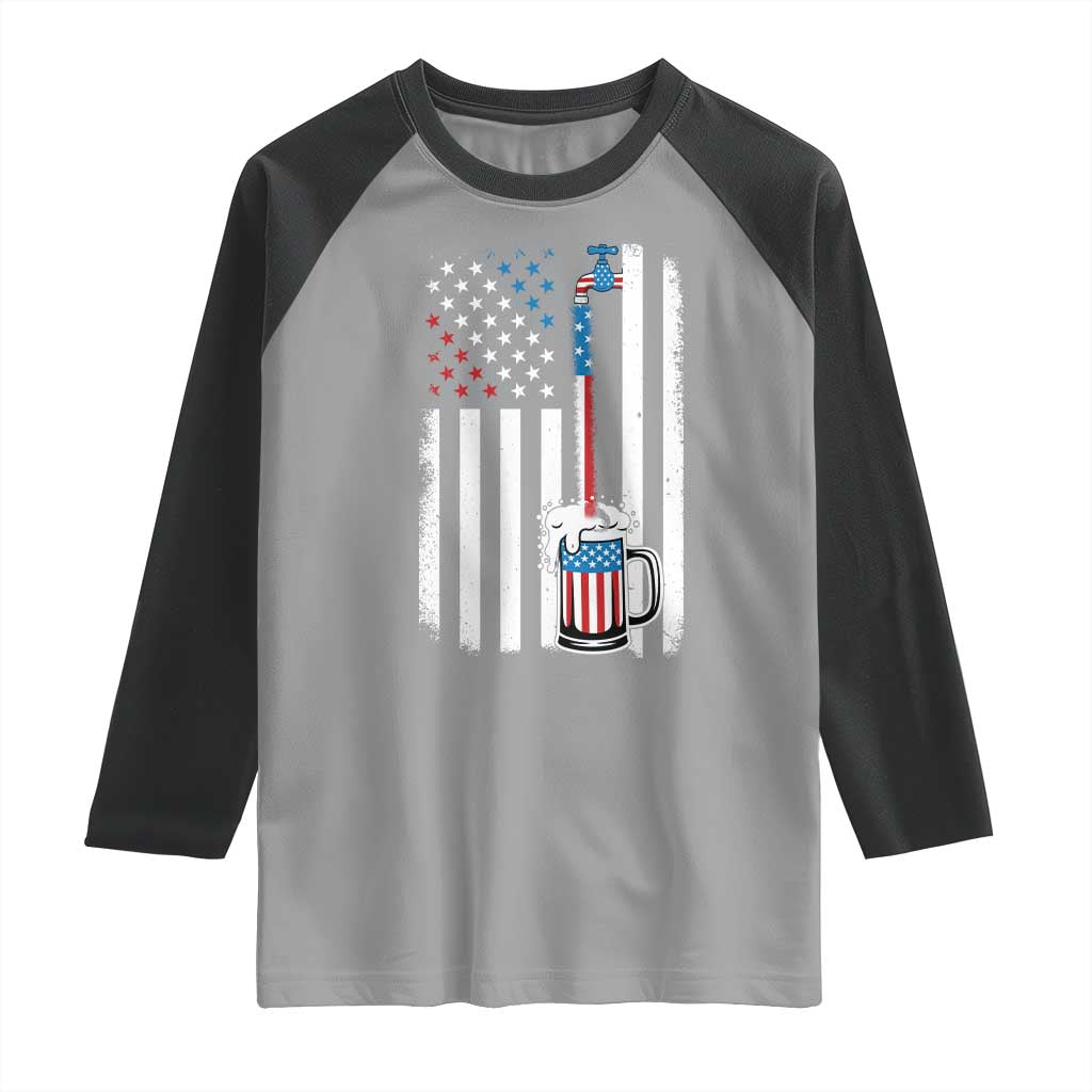Funny Pouring Beer American Flag 4th Of July Craft Brewery Raglan Shirt TS11 Sport Gray Black Print Your Wear