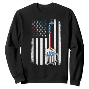 Funny Pouring Beer American Flag 4th Of July Craft Brewery Sweatshirt TS11 Black Print Your Wear