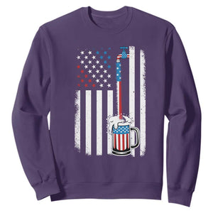 Funny Pouring Beer American Flag 4th Of July Craft Brewery Sweatshirt TS11 Purple Print Your Wear