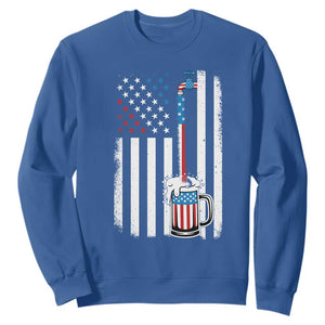 Funny Pouring Beer American Flag 4th Of July Craft Brewery Sweatshirt TS11 Royal Blue Print Your Wear