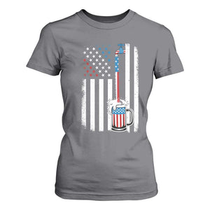 Funny Pouring Beer American Flag 4th Of July Craft Brewery T Shirt For Women TS11 Charcoal Print Your Wear