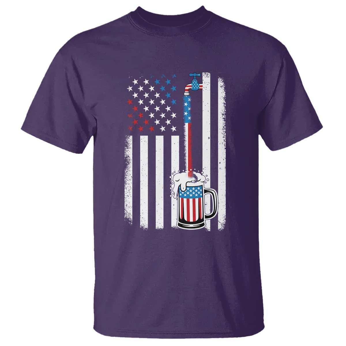 Funny Pouring Beer American Flag 4th Of July Craft Brewery T Shirt TS11 Purple Print Your Wear