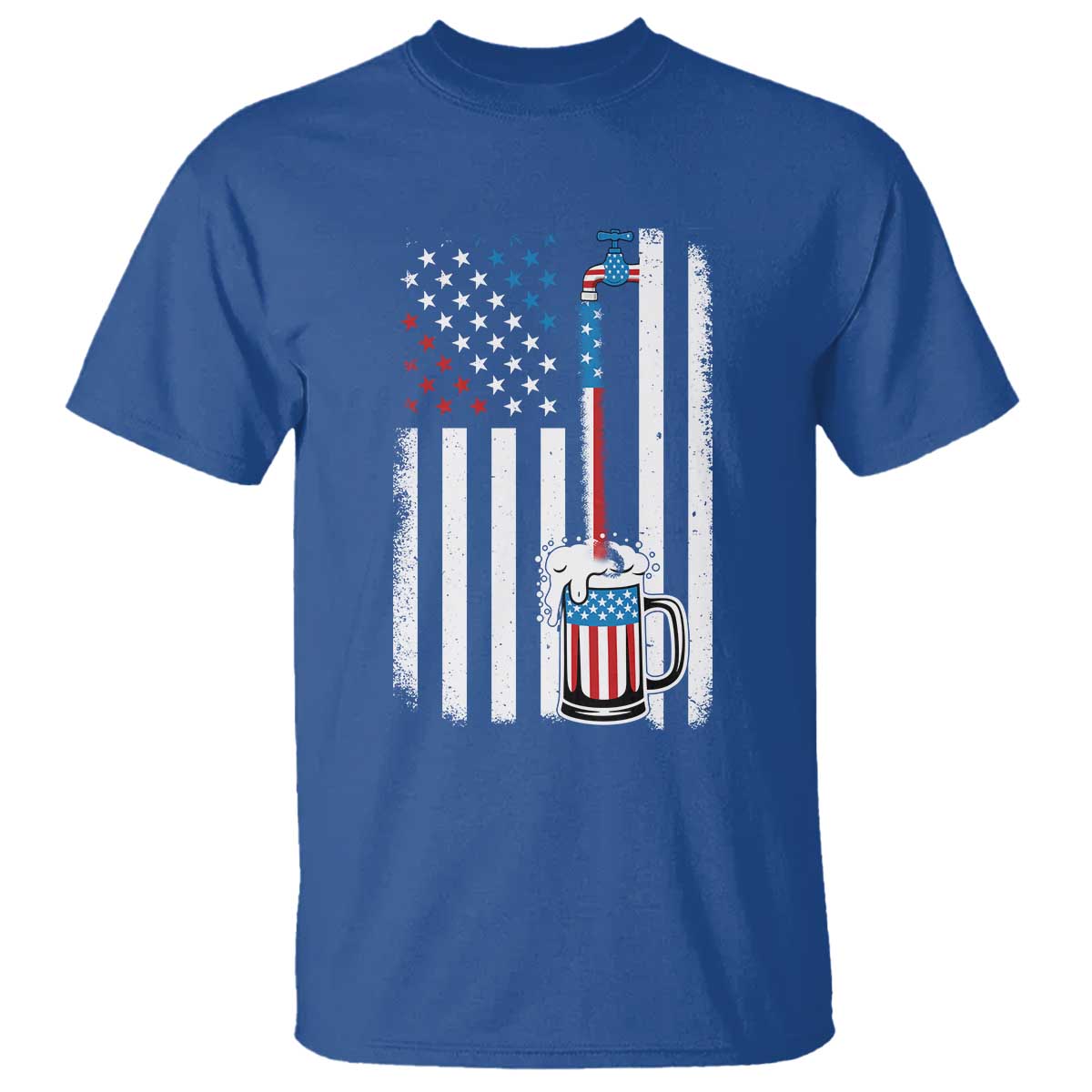 Funny Pouring Beer American Flag 4th Of July Craft Brewery T Shirt TS11 Royal Blue Print Your Wear