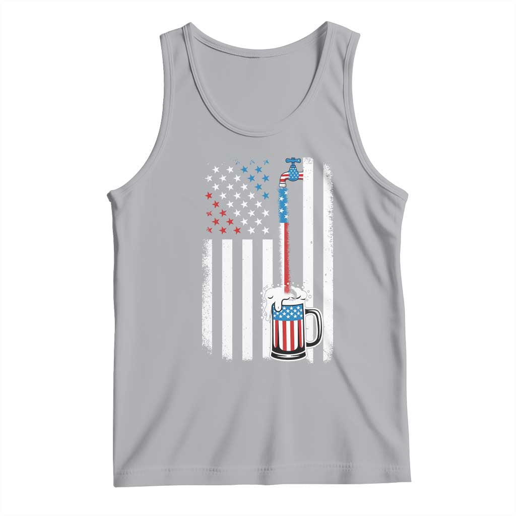 Funny Pouring Beer American Flag 4th Of July Craft Brewery Tank Top TS11 Athletic Heather Print Your Wear