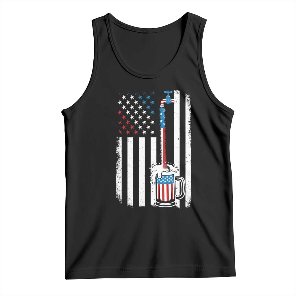 Funny Pouring Beer American Flag 4th Of July Craft Brewery Tank Top TS11 Black Print Your Wear
