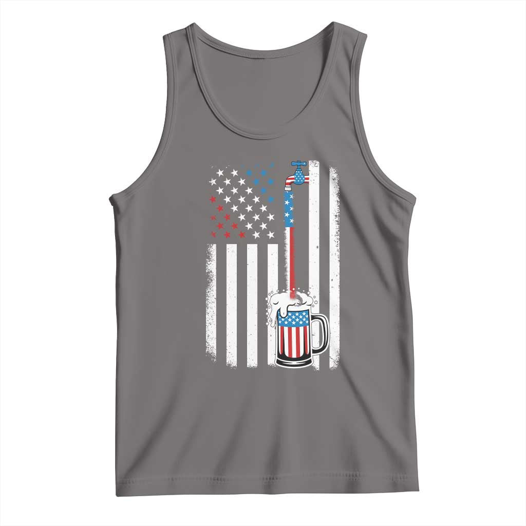 Funny Pouring Beer American Flag 4th Of July Craft Brewery Tank Top TS11 Deep Heather Print Your Wear
