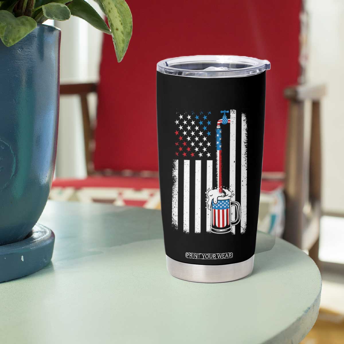 Funny Pouring Beer American Flag 4th Of July Craft Brewery Tumbler Cup TS11 Print Your Wear