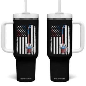 Funny Pouring Beer American Flag 4th Of July Craft Brewery Tumbler With Handle TS11 One Size: 40 oz Black Print Your Wear