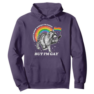 Funny Pride LGBT Racoon Hoodie I Don't Know Where I'm Going But I'm Gay Rainbow TS11 Purple Print Your Wear