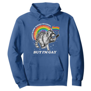 Funny Pride LGBT Racoon Hoodie I Don't Know Where I'm Going But I'm Gay Rainbow TS11 Royal Blue Print Your Wear