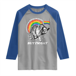 Funny Pride LGBT Racoon Raglan Shirt I Don't Know Where I'm Going But I'm Gay Rainbow TS11 Sport Gray Royal Print Your Wear