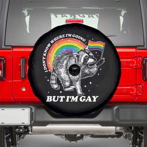 Funny Pride LGBT Racoon Spare Tire Cover I Don't Know Where I'm Going But I'm Gay Rainbow TS11 Black Print Your Wear