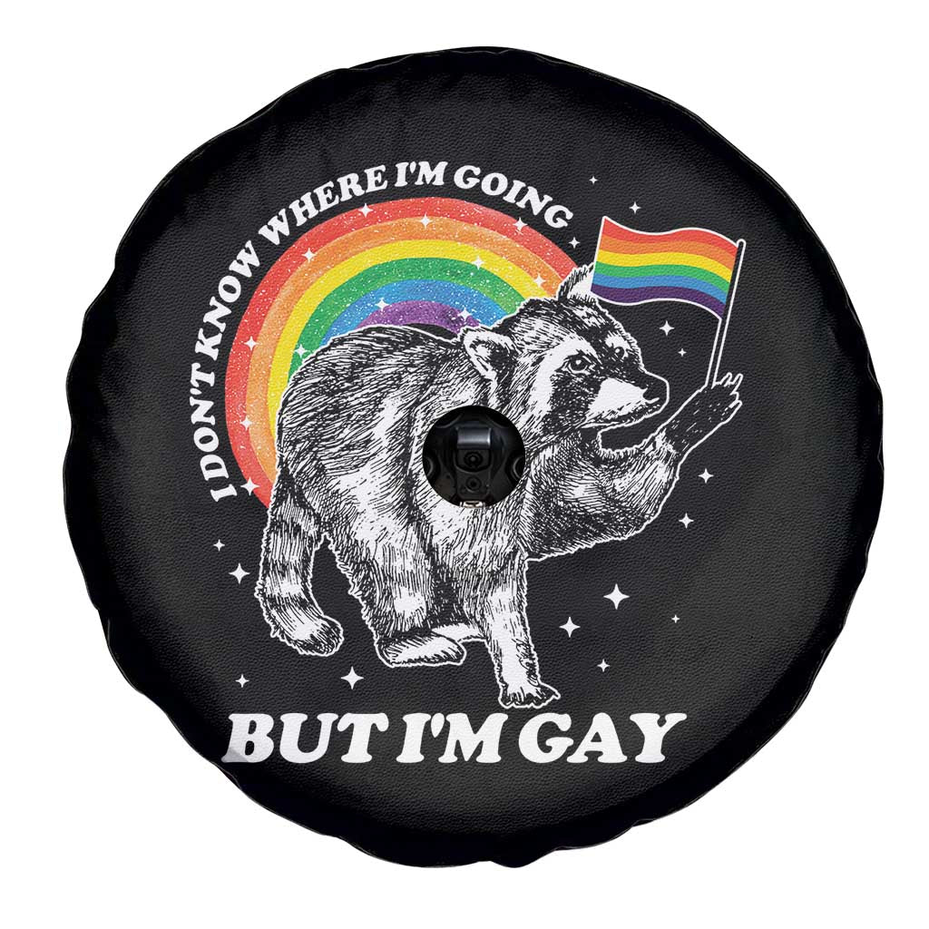 Funny Pride LGBT Racoon Spare Tire Cover I Don't Know Where I'm Going But I'm Gay Rainbow TS11 Print Your Wear
