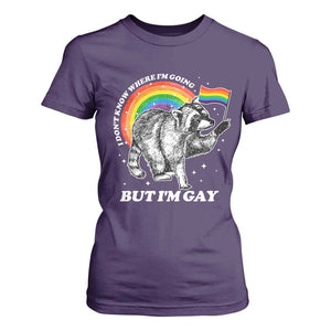 Funny Pride LGBT Racoon T Shirt For Women I Don't Know Where I'm Going But I'm Gay Rainbow TS11 Purple Print Your Wear