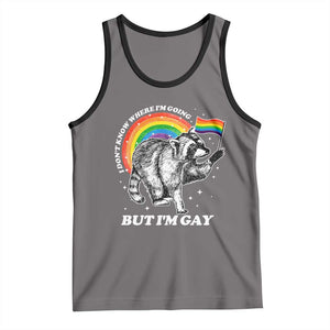 Funny Pride LGBT Racoon Tank Top I Don't Know Where I'm Going But I'm Gay Rainbow TS11 Deep Heather Black Print Your Wear