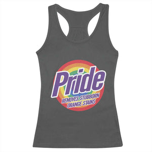 Funny Pride Removes Stubborn Orange Stains Racerback Tank Top LGBTQ Pride Month TS11 Dark Heather Print Your Wear