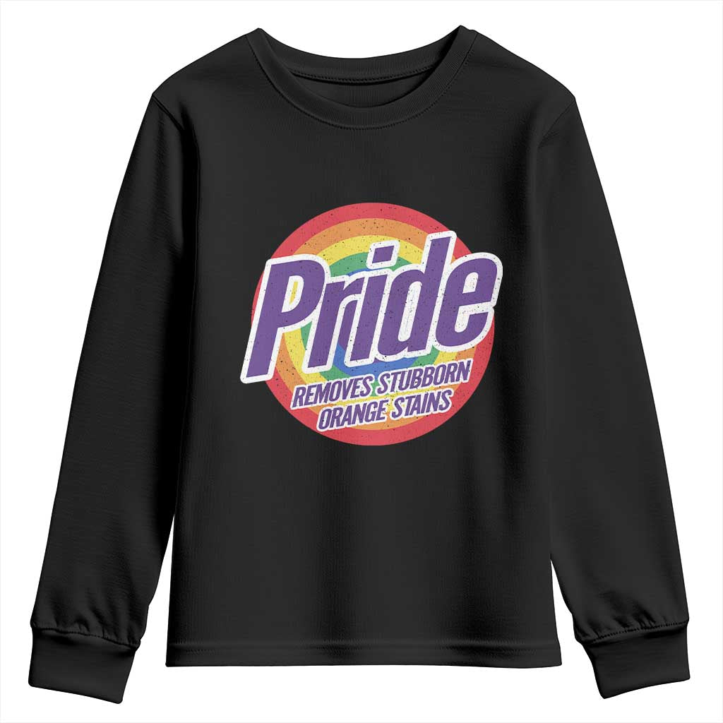 Funny Pride Removes Stubborn Orange Stains Youth Sweatshirt LGBTQ Pride Month TS11 Black Print Your Wear