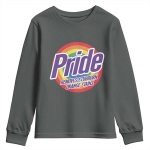 Funny Pride Removes Stubborn Orange Stains Youth Sweatshirt LGBTQ Pride Month TS11 Dark Heather Print Your Wear