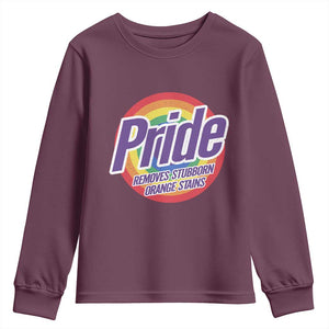 Funny Pride Removes Stubborn Orange Stains Youth Sweatshirt LGBTQ Pride Month TS11 Maroon Print Your Wear