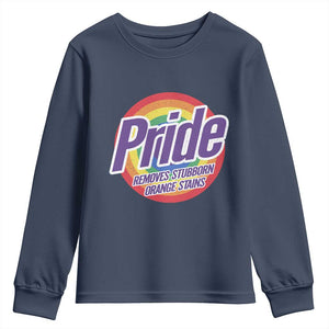 Funny Pride Removes Stubborn Orange Stains Youth Sweatshirt LGBTQ Pride Month TS11 Navy Print Your Wear