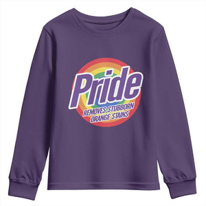 Funny Pride Removes Stubborn Orange Stains Youth Sweatshirt LGBTQ Pride Month TS11 Purple Print Your Wear