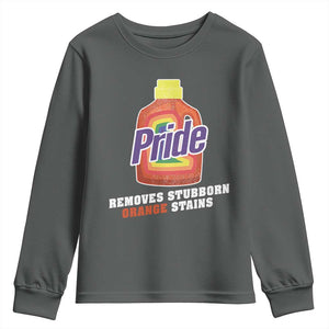 Funny Pride Removes Stubborn Orange Stains Youth Sweatshirt Pride Month LGBTQ TS11 Dark Heather Print Your Wear
