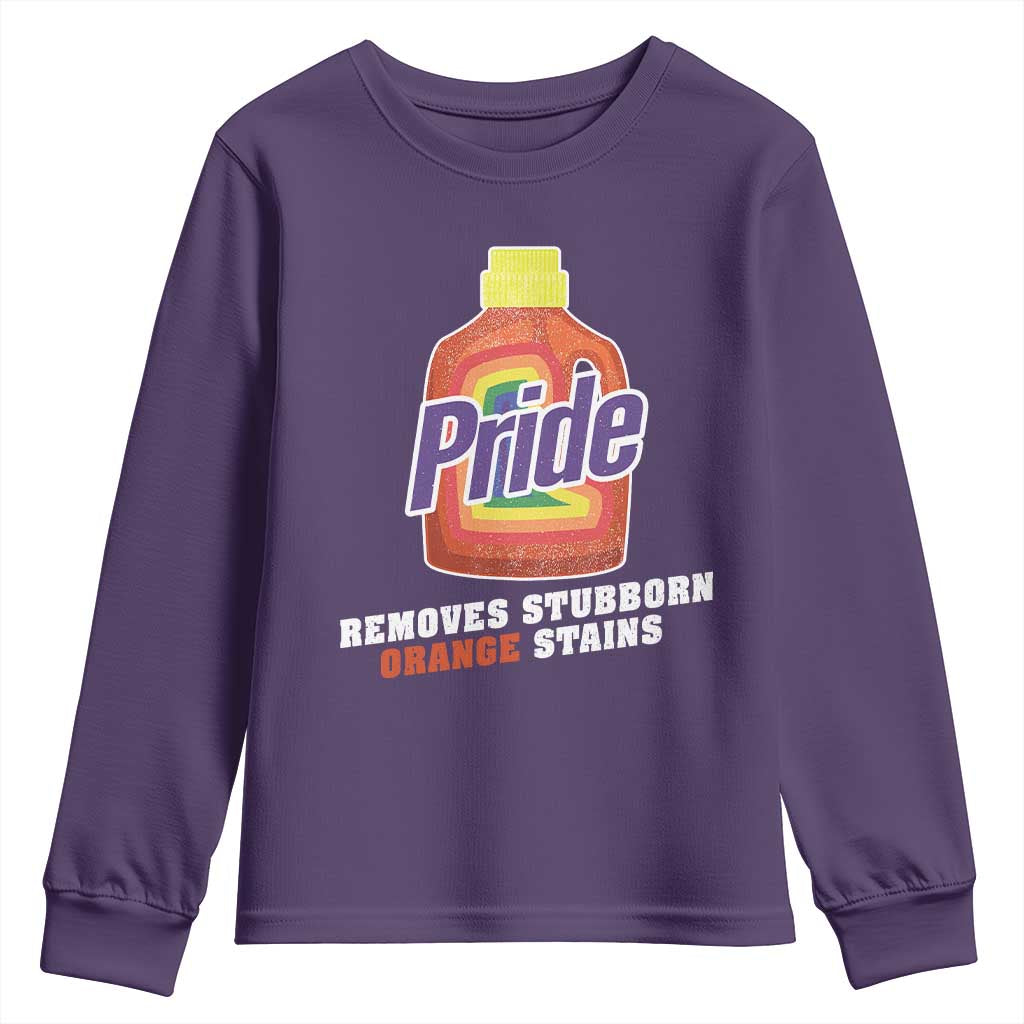 Funny Pride Removes Stubborn Orange Stains Youth Sweatshirt Pride Month LGBTQ TS11 Purple Print Your Wear