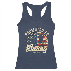 Funny Promoted To Daddy 2025 Racerback Tank Top Newborn Vintage American Flag TS11 Navy Print Your Wear