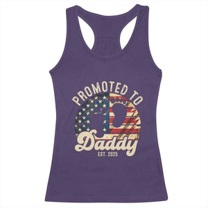 Funny Promoted To Daddy 2025 Racerback Tank Top Newborn Vintage American Flag TS11 Purple Print Your Wear