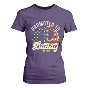 Funny Promoted To Daddy 2025 T Shirt For Women Newborn Vintage American Flag TS11 Purple Print Your Wear