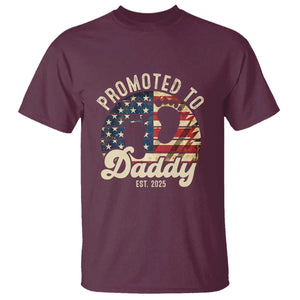 Funny Promoted To Daddy 2025 T Shirt Newborn Vintage American Flag TS11 Maroon Print Your Wear
