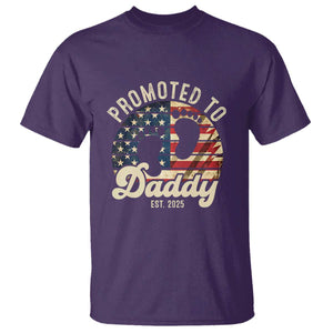 Funny Promoted To Daddy 2025 T Shirt Newborn Vintage American Flag TS11 Purple Print Your Wear