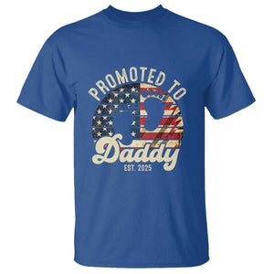 Funny Promoted To Daddy 2025 T Shirt Newborn Vintage American Flag TS11 Royal Blue Print Your Wear