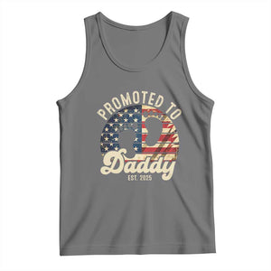 Funny Promoted To Daddy 2025 Tank Top Newborn Vintage American Flag TS11 Black Heather Print Your Wear