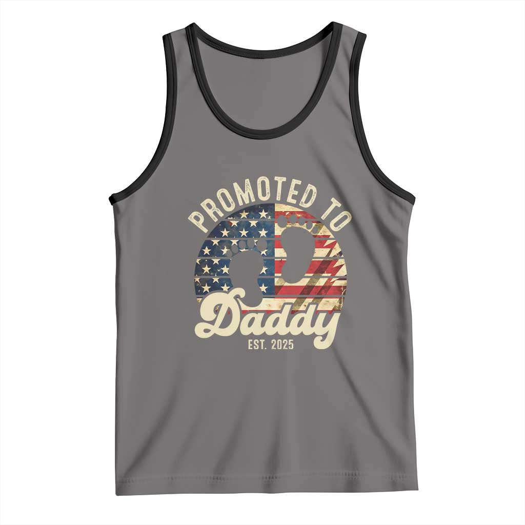 Funny Promoted To Daddy 2025 Tank Top Newborn Vintage American Flag TS11 Deep Heather Black Print Your Wear