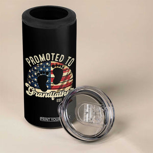 Funny Promoted To Grandfather 2025 4 in 1 Can Cooler Tumbler Newborn Vintage American Flag TS11 Print Your Wear