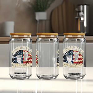 Funny Promoted To Grandfather 2025 Glass Can Newborn Vintage American Flag TS11 Print Your Wear