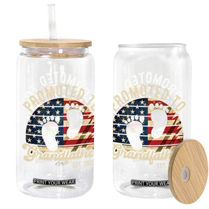 Funny Promoted To Grandfather 2025 Glass Can Newborn Vintage American Flag TS11 Black Print Your Wear
