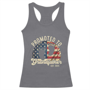 Funny Promoted To Grandfather 2025 Racerback Tank Top Newborn Vintage American Flag TS11 Charcoal Print Your Wear