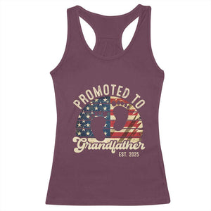 Funny Promoted To Grandfather 2025 Racerback Tank Top Newborn Vintage American Flag TS11 Maroon Print Your Wear