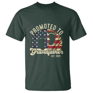 Funny Promoted To Grandfather 2025 T Shirt Newborn Vintage American Flag TS11 Dark Forest Green Print Your Wear