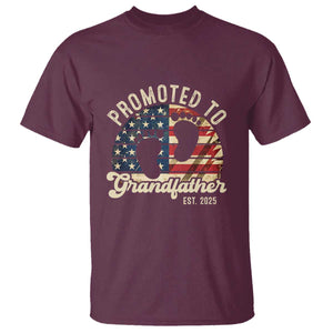 Funny Promoted To Grandfather 2025 T Shirt Newborn Vintage American Flag TS11 Maroon Print Your Wear
