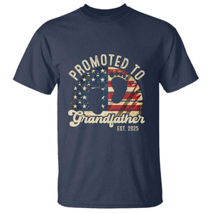 Funny Promoted To Grandfather 2025 T Shirt Newborn Vintage American Flag TS11 Navy Print Your Wear